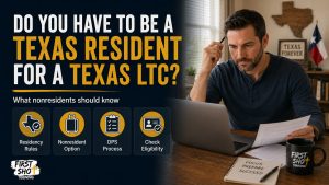 do you have to be a Texas resident to get a Texas LTC guide from First Shot Training