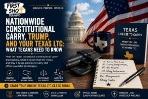 Responsible Texas adult reviewing nationwide constitutional carry information on a laptop.