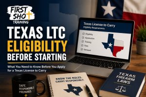 Adult reviewing Texas LTC eligibility information before starting.