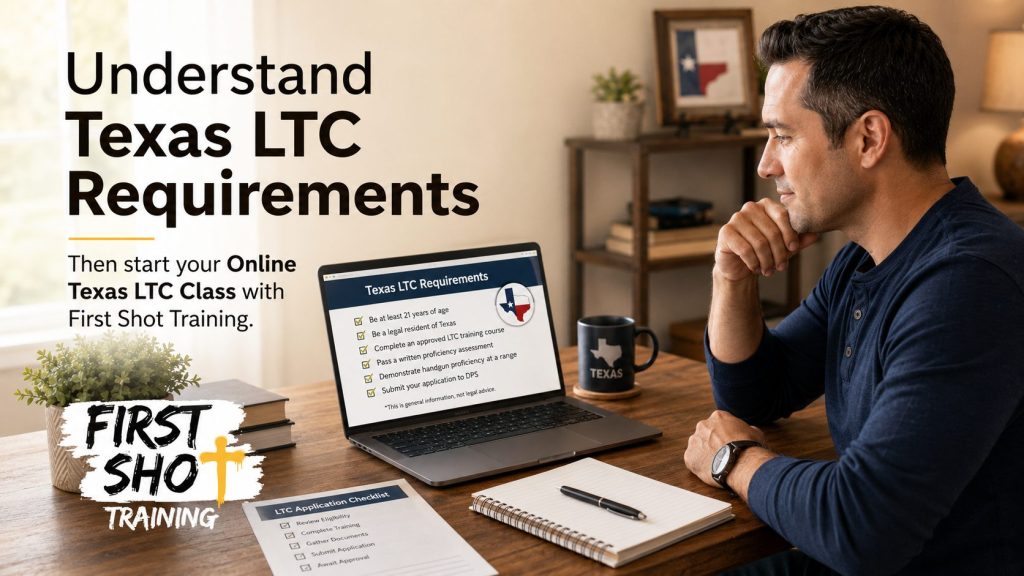 Adult preparing to start Texas LTC training online.